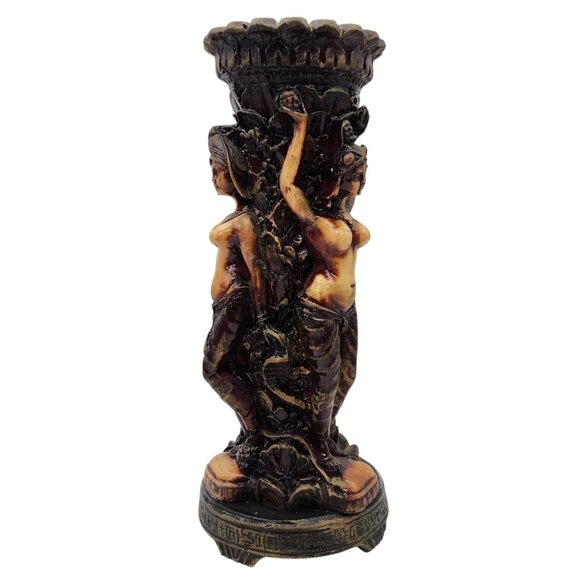 Vintage Fertility Goddess Resin Figurine 10" Snake Bird Dog Vase Candle Holder - Picture 3 of 8